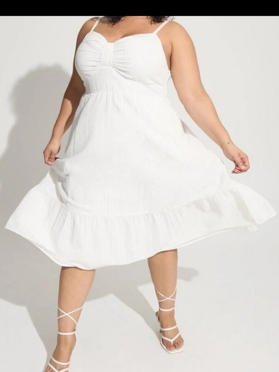 Torrid Curve Dresses & Skirts - Plus-Size White Midi Sundress with Ruffle Hem